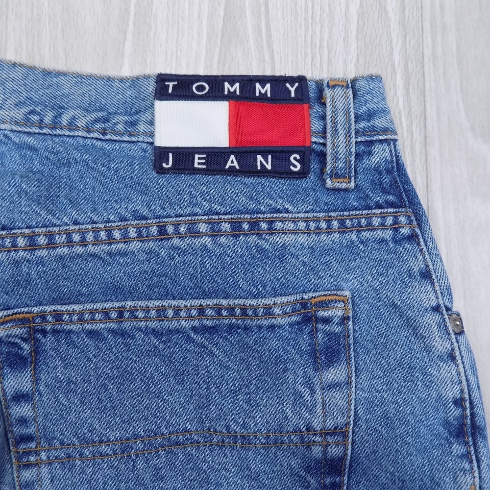 Tommy Hilfiger Tommy Jeans Mens 36x30 Blue Denim Flag Vintage 90's